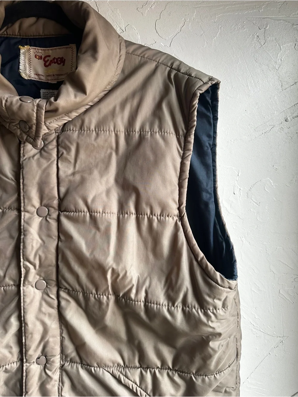 Vintage Envoy The Now Jacket Puffer Vest Taupe Gorpcore Utility Unisex Sz L